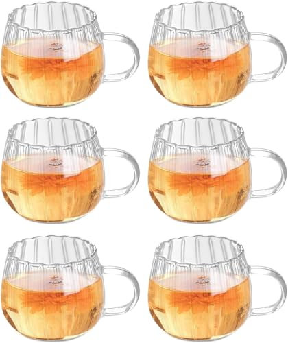 Halloween Kürbis Tasse, 400ML Herbst Kaffeegläser Halloween Gläser mit Griff, Transparente Pumpkin Mug, Kaffeetassen Glas Kaffeebecher, Herbst Tasse Kürbistasse für Geburtstag, Halloween, Herbsternte