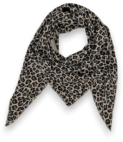 Ziona Musselin-Baumwolle Schal Damen Leo Mady Italy 195 x 72 cm Herbst Winter Halstuch (Beige-Braun)