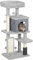 PawHut Árbol Rascador para Gatos Altura 104 cm Árbol para Gatos Torre para Gatos con Plataformas Poste con Cepillo Bolas Colgantes y Almohadilla para Rascar Gris Claro