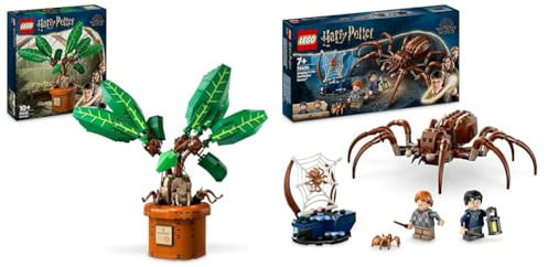 LEGO Harry Potter Mandrake Plant Toy Figure and Pot + Aragog in The Forbidden Forest Set Magical Set, Wizarding World Gift Idea for Girls, Boys and Fans 76433 + 76434