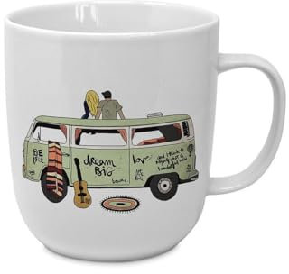 Porzellanbecher 350 ml Kaffeebecher mit Henkel aus Porzellan spülmaschinenfest & mikrowellengeeignet Tasse für Kaffee & Tee Höhe 10,5 cm Ø 8 cm - Weiß - Freedom