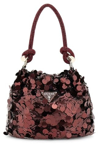 GUESS Holiday Shine Pochette Mini Wine Red Evening Shoulder Bag