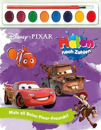 Disney/Pixar Malen nach Zahlen: Malbuch mit 8 Wasserfarben und Pinsel