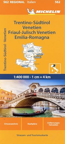 Michelin Trentino-Südtirol,Venetien, Friaul-Julisch Venetien, Emilia Romagna: Straßen- und Tourismuskarte 1:400.000 (MICHELIN Regionalkarten)