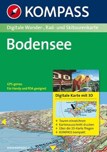 Bodensee: Digitale Wander-, Rad- und Skitourenkarte. GPS-genau.: Digitale Karte mit 3D. Für Windows 95/98/2000/NT/XP. GPS-genau. Für Handy u. PDA geeignet (KOMPASS Digitale Karten, Band 4001)