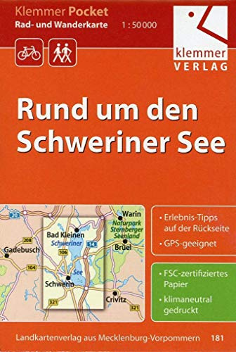 Klemmer Pocket Rad- und Wanderkarte Rund um den Schweriner See: GPS geeignet, Erlebnis-Tipps auf der Rückseite, 1:50000