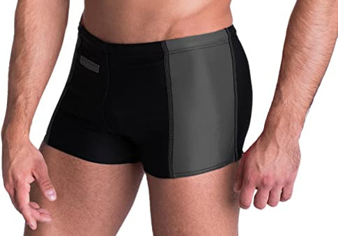 Aquarti Herren Badehose mit Reißverschlusstasche Badeshorts, Farbe: Schwarz/Grau, Größe: 7XL
