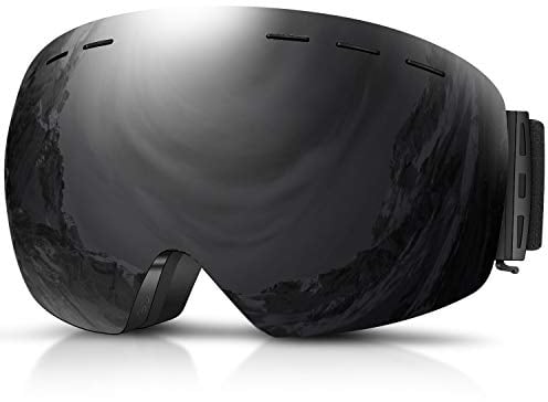 DADA-PRO Skibrille Herren Damen, Ski Brille 100% UV-Schutz Anti-Fog Helmkompatibel Rahmenlose Skibrille Für Brillenträger OTG Ski Goggles Snowboard Brille (Schwarz)
