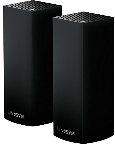 Linksys WHW0302B Velop Tri-band Whole Home WiFi Intelligent Mesh System, 2-Pack Black , Works with Alexa