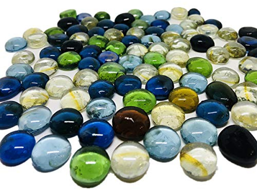 TSY TOOL Glassteine, Kieselsteine, Flache Murmeln, für Vasen-Akzente und zum Basteln, 1,4 kg (ca. 300 Stück)