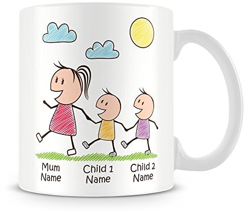 Mummy Mug with 2 Kids - Personalise with Names - Gift for Mums