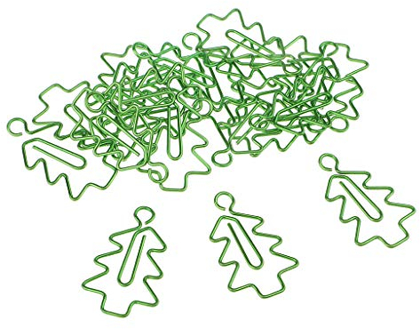 20 Stück Multicolor Metall Weihnachtsbaum Form Deko Büroklammern Motiv Heftklammern Papierklammern Set Kleine Klammern - Grün