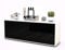 Stil.Zeit TV Schrank Lowboard Ameline, Korpus Weiss matt, Front Hochglanz Design Schwarz (135x49x35cm), Push to Open Technik & Leichtlaufschienen