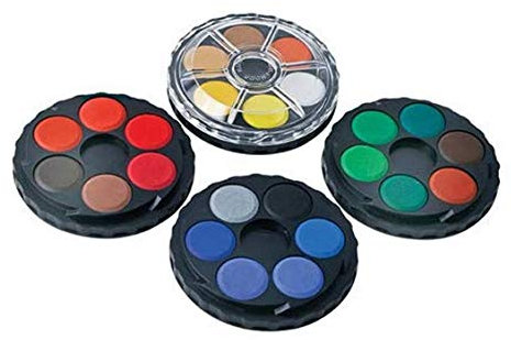 Koh-I-Noor 171506 - runder Farbkasten, 24er / 6 Etagen Schul- Wasserfarben im Kunststoffkasten - 2 Stück