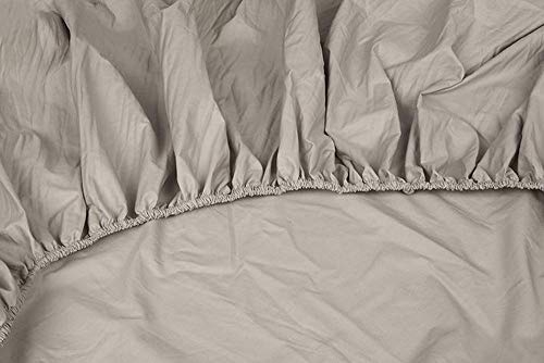 Kayori Shizu Perkal Spannbettlaken für Boxspringtopper 12cm Steg Größe 80-90x200cm Farbe Sand Percale-Baumwolle Uni Einfarbig Boxspringbett Topper Baumwolllaken Betttuch Spannbetttuch