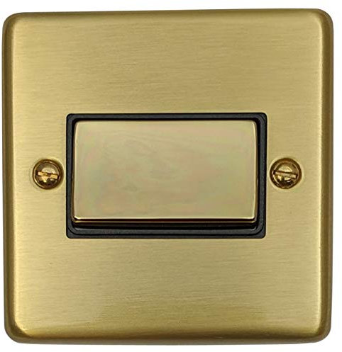 G&H CSB369 Standard Plate Satin Brushed Brass 1 Gang Triple Pole 10A Fan Isolator Switch