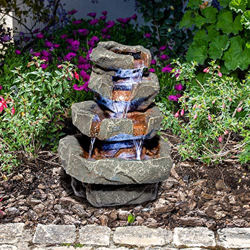 Primrose 35cm 4 Tier Cascading Rock Water Feature with LED Lights