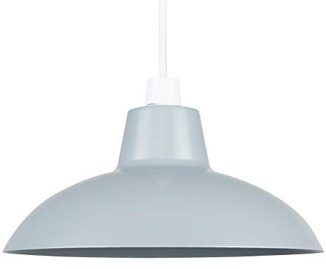 MiniSun | Retro Style Gloss Grey Metal Ceiling Light Shade | Pendant Lights, Home Décor & Improvement Essential | Includes 10W LED Bulb [3000K Warm White] | 288mm Shade Width