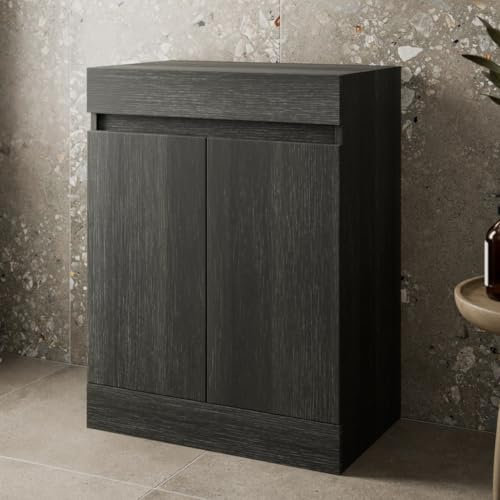 Artis 600mm Bathroom Countertop Vanity Unit Floor Standing Soft Close Doors Charcoal Grey