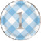 Blue Gingham 1st Birthday Round Dinner Plates (22cm) - Foil Boardorable Blue Design for Baby's First Celebration - 8ct, 9 inch