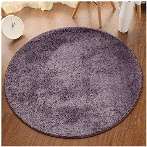 Teppich Rund - Flauschige Hochflor/Kurzflor Modern Teppiche fürs Wohnzimmer, Schlafzimmer, Esszimmer Oder Kinderzimmer Weicher Kunstfell Bett-Vorleger Oder Matte für Stuhl Sofa,130cm,Grau Lila-Kurz