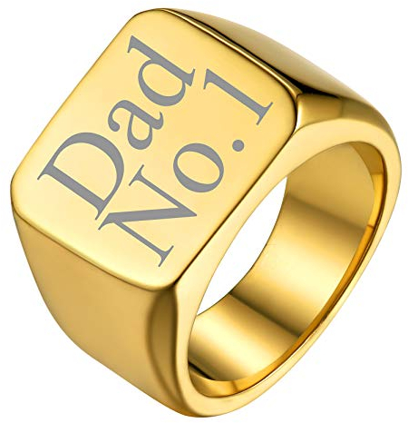 GoldChic Benutzerdefinierter Rolex Ring mit Namegravur Punk Style Herren Männer Siegelring Edelstahl Punk Style Männer Quadrat Bandring in Gold Ringgröße 64.6(20)