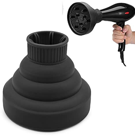 Sonew Diffuseur de Sèche-cheveux en Silicone, Diffuseur de Sèche-cheveux Pliable de 5 Couleurs pour Sèche-cheveux de Calibre de 1,4 à 2 Pouces (Le noir)