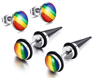 LGBT Regenbogen Ohrstecker Gay Pride Schwul Homosexual Homosexuell Damen Herren Ohrstecker Edelstahl Regenbogenfarben Ohrringe