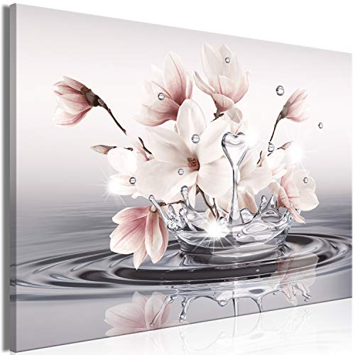B&D XXL - Akustikbild Blumen Bilder Akustikschaum Hochleistungsschallabsorber Schallschutz Leinwand 1 tlg Wandbild Raumakustik Schalldämmung Magnolie Zen Spa Wasser b-C-0656-b-a