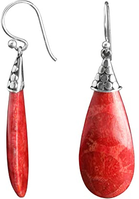 ISLAND PIERCINGS Edle 925er Silber Tropfen Ohrringe rot Hänger Design Handarbeit SER412