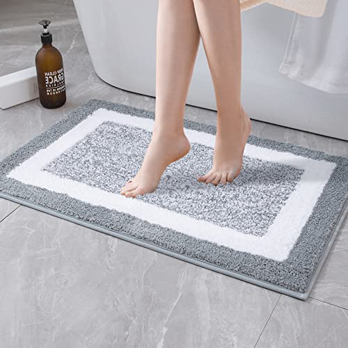MIULEE Teppich Badematte Mikrofaser rutschfest Badteppich Farbverlauf Dekorativ Badvorleger Absorbent Fußmatte Waschbar Flauschige Duschvorleger Badezimmer Wohnzimmer Schlafzimmer 40x60 cm Grau