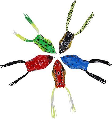 Frosch Köder Topwater Frosch Angelköder Weiche Froschköder Künstliches Angeln Frosch für Barsch Schwarzer Fisch Hecht 5PCS