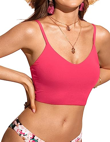 CRZ YOGA V Shaped Longline Bikini Tops Magenta 10