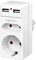 LogiLink PA0276 - Steckdosenadapter (Stecker: CEE7/7) mit Schutzkontaktbuchse (CEE7/3) + 1x Eurobuchse (CEE7/16) + 2x USB-A