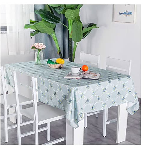 EHOMERY Nappe De Table Rectangulaire Noel Carreaux Ciment Motif À Fleurs Retro Bleu Clair Décoration Protection 68X68Cm