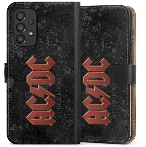 DeinDesign Klapphülle kompatibel mit Samsung Galaxy A33 5G Handyhülle aus Kunst Leder schwarz Flip Case Logo ACDC Fanartikel