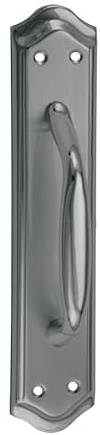 AZERODESIGN: Tirador Puerta Exterior -Tiradores Puertas -Tirador Puerta Corredera -Maneta Puerta Aluminio -Medida de la Placa 255 mm de Largo x 47mm de Ancho, Diseño Clasico (NIQUEL SATINADO)
