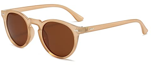 YAMEIZE Gafas de sol Polarizadas para Mujer Hombre-Redondo Vintage Retro Lentes Tintadas Clásicas Protección UV400 Unisex Gafas de Sol Marrón Marrón