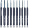 Coopay Set di 9 uncinetti ergonomici blu scuro con impugnatura morbida, in alluminio, per principianti/professionisti, set di uncinetti ergonomici per mani artritiche, accessori ideali per uncinetto