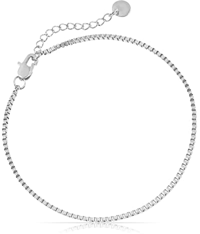 Filigranes Damen Armband aus Edelstahl • Silber Gold Rosé • Minimalistisches Armband • Armbänder für Frauen • Silberschmuck Gold-Schmuck • Feine Cuban Link Chain Armkette (Venetianer Design Silber)