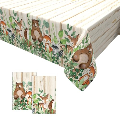 2PCS Safari Dschungel Tischdecke,Dschungel Tier Party Tischdecke Geburtstag Urwald Safari Tiere Tischdecke Wasserdicht für Geburtstag Wild One Baby Party Deko 137 x*274cm