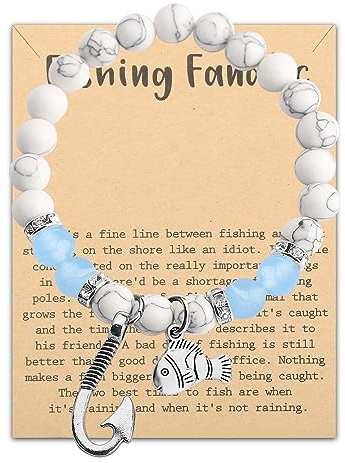 MYSOMY Fishing Fanatic Gift Fishing Bracelet Fish Hook Bracelet Fisherman Gift for Dad Boyfriend Husband Fiance (Fishing C-BR)