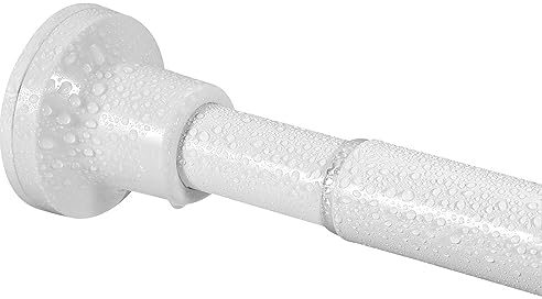 Duschvorhangstange Weiß,Verstellbar Teleskop-Duschvorhangstange 74-255cm, Duschvorhangstange Ohne Bohren und Rostfrei für Badezimmer, Fenster