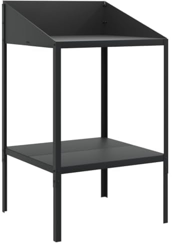 vidaXL Pflanzenständer, Blumenständer mit 2 Ablagen, Pflanzenregal für Wohnzimmer Terrasse Garten, Blumenregal Pflanzenhalter, Anthrazit Verzinkter Stahl