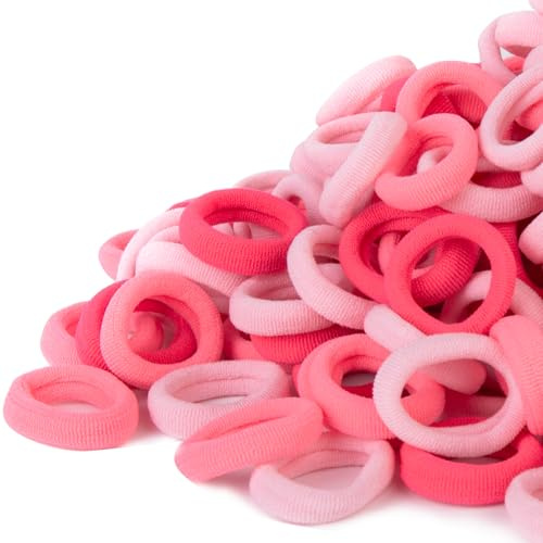 Qarwayoc Rosa Kinder-Haargummis für Mädchen, nahtlos, Kleinkind, Baby, keine Beschädigung, Baumwolle, Pferdeschwanzhalter für Babys, 2,5 cm Durchmesser