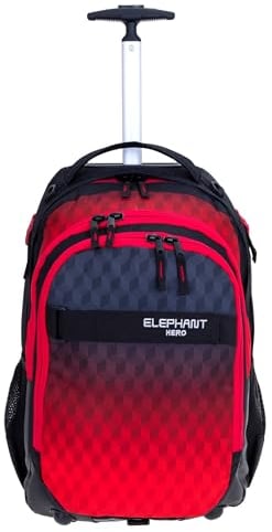 Elephant Trolley Jungen Mädchen Schultrolley Hero Signature Schulranzen Trolly Rucksack (Red Cube 12869)