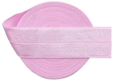 Generic Nine Looms Shiny Fold Over Elastic Band 1 Inch 25mm 5 Yards Elastic Band, Stretch Elastic for Sewing, Tulip Foe Spandex Ribbon for Hair Tie Headband Dress DIY Sewing Trim (5Y Tulip)