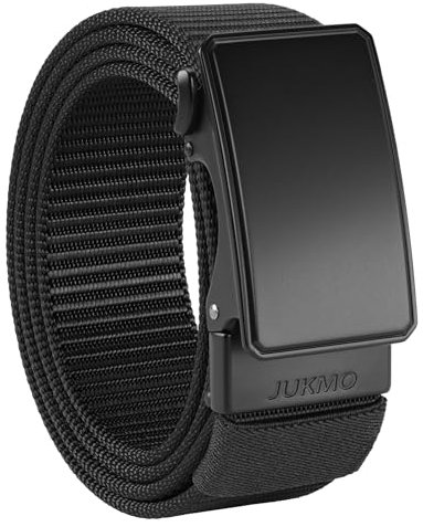JUKMO Automatik Gürtel Herren, Nylon 3,8cm Ratsche Gürtel (Schwarz, L-für Taille 106cm-115cm (Länge 135cm))