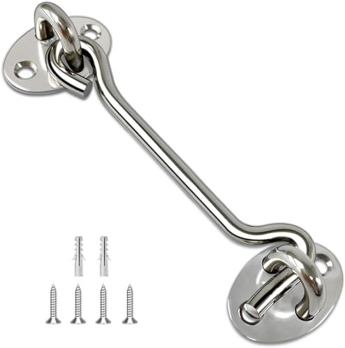 TOPYWMSP Hook and Eye Latch 1Pcs 6 Inch Stainless Steel Cabin Hook for Door,Gate,Window(150mm)