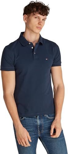 Tommy Hilfiger Herren Poloshirt Kurzarm 1985 Slim Fit, Blau (Night Sky), S